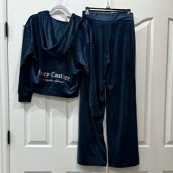 Juicy Couture Pants - Juicy Couture Dark Blue Velour Track Set